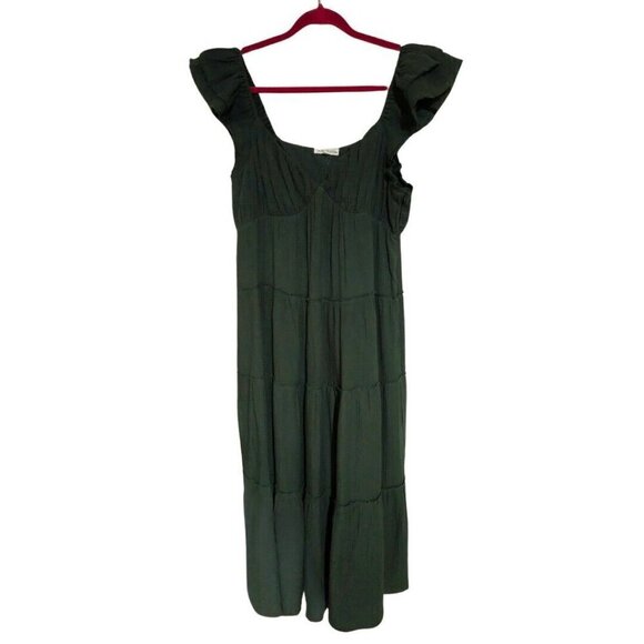 Fall Boho Women's Green maxi dress with Raw Edge. Size L. Free The Roses - Picture 2 of 5